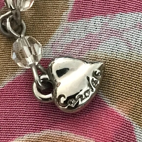 Retired, Signed Carolee Cascading, Silver Tone, Clear White Crystals - Picture 6 of 9